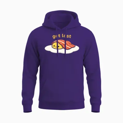 Get Lost - Funny Sad Egg & Bacon Graphic Unisex Hoodie - Purple