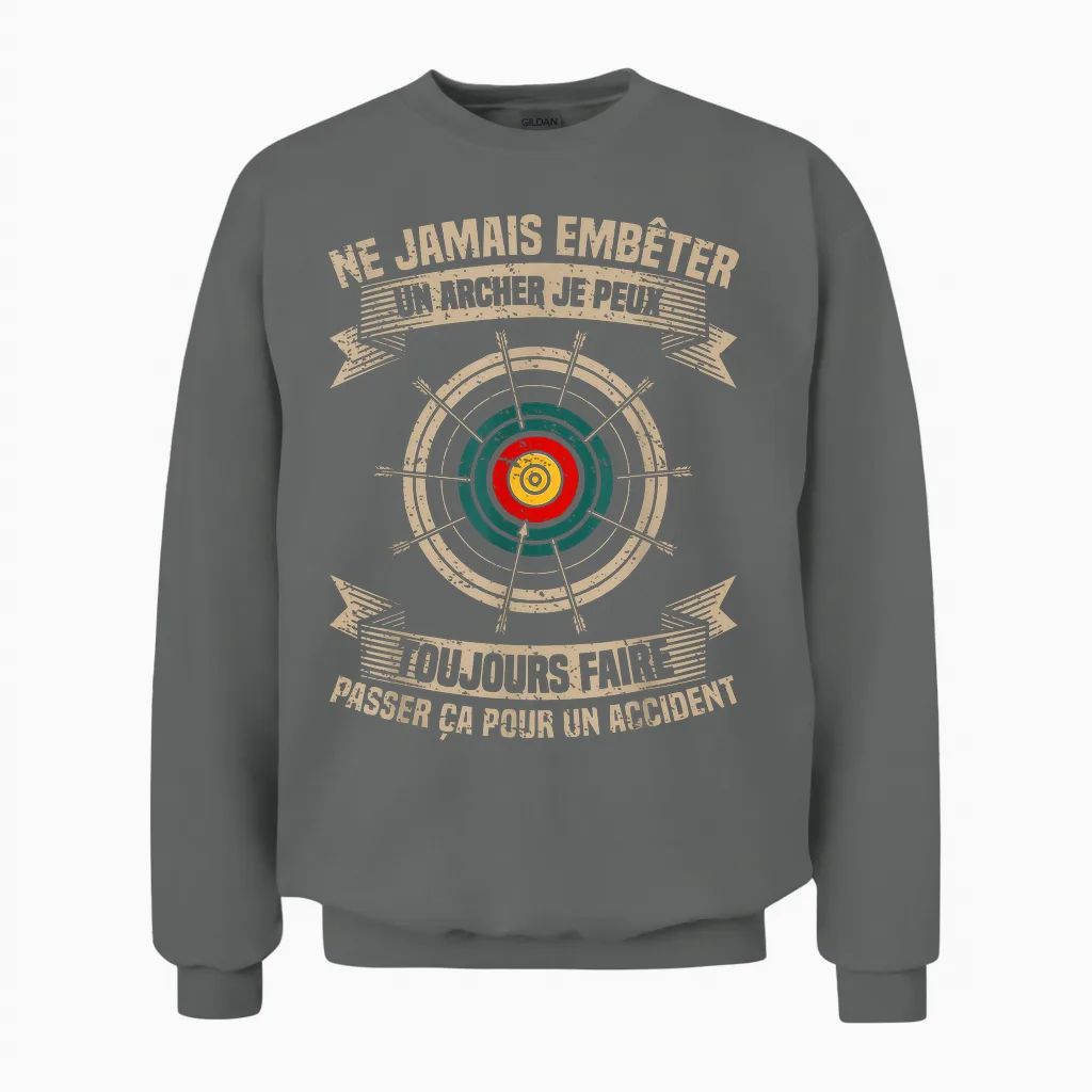 Amateur Archery Bow Hunter Archer Arrow Hunting T-Shirt, Black, S Unisex Sweatshirt in Graphite Heather