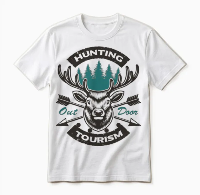T-Shirt-Gift-Tee-'deer Hunting Out Door Tourism' Unisex T-Shirt in White