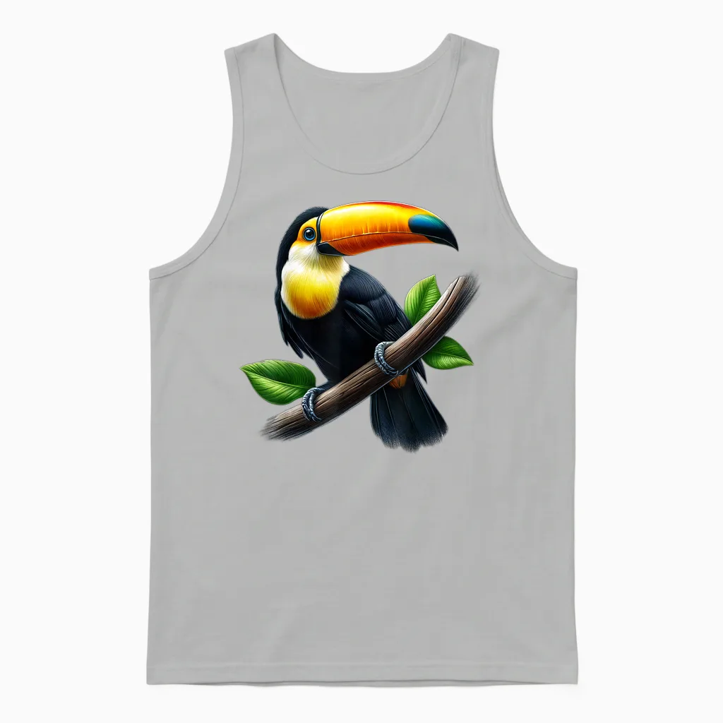 Eleganter Tukan Auf Ast Unisex Tank Top in Ash