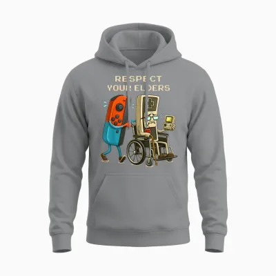 Respect Your Elders Gaming Control Retro Funny Gamer Unisex Hoodie - Sport Grey