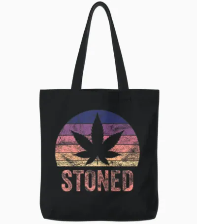 Retro Weed Tote Bags - Black