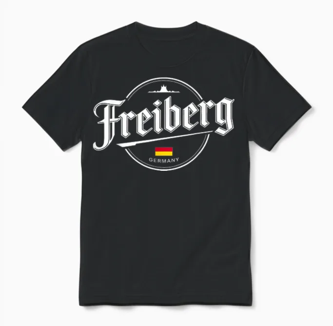 Freiberg Germany City Travel Vintage Style Unisex T-Shirt in Black