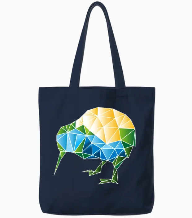 Polygon Kiwi Mosaic Tote Bags in Navy