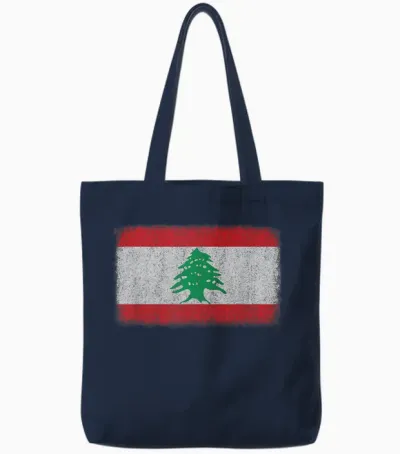 Lebanon Flag Pattern for Men, Women, Tote Bags - Navy