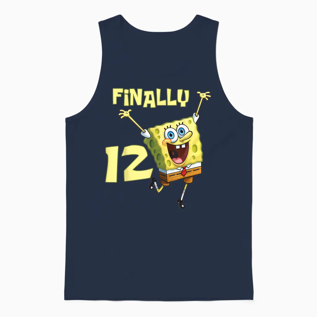 Mademark X Spongebob Squarepants - Original Spongebob Square Pants - 12th Birthday. Finally 12. Unisex Tank Top in Navy