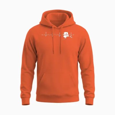 Title: Alaska Heartbeat Map Silhouette Home State Unisex Hoodie - Orange