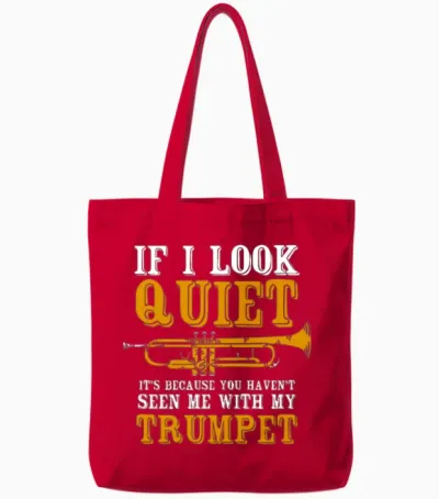 Trumpet Trumpeter Wind Instrument Tote Bags - Red