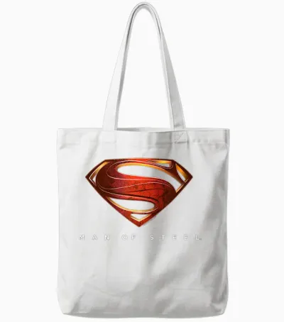 Superman Man of Steel New Logo Tote Bags - White