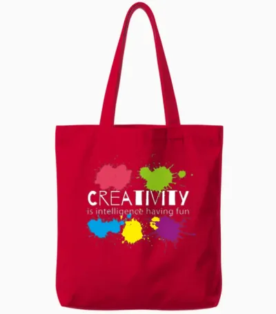 Creativity Is Intelligence Having Fun Tote Bags - Red