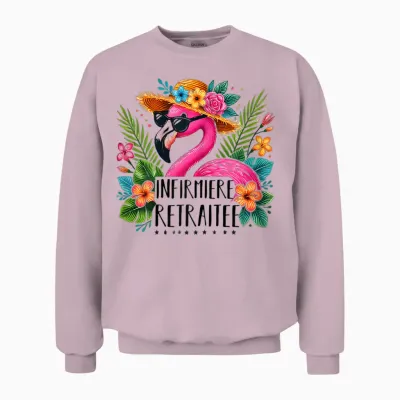 Nurse Retirement Gift Nurse Flamingo T-Shirt, White, Female X-Small Unisex Sweatshirt - Light Pink