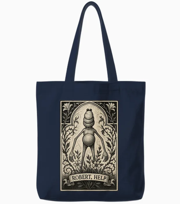 Marcus the Worm Meme I Don't Like This Rock Meme Brainrot Tote Bags in Navy
