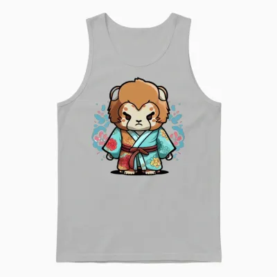 Lion Kimono Unisex Tank Top - Ash