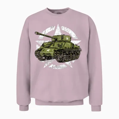 Sherman M4 World War 2 Army Tank Vintage Tank a Military Boy Unisex Sweatshirt - Light Pink