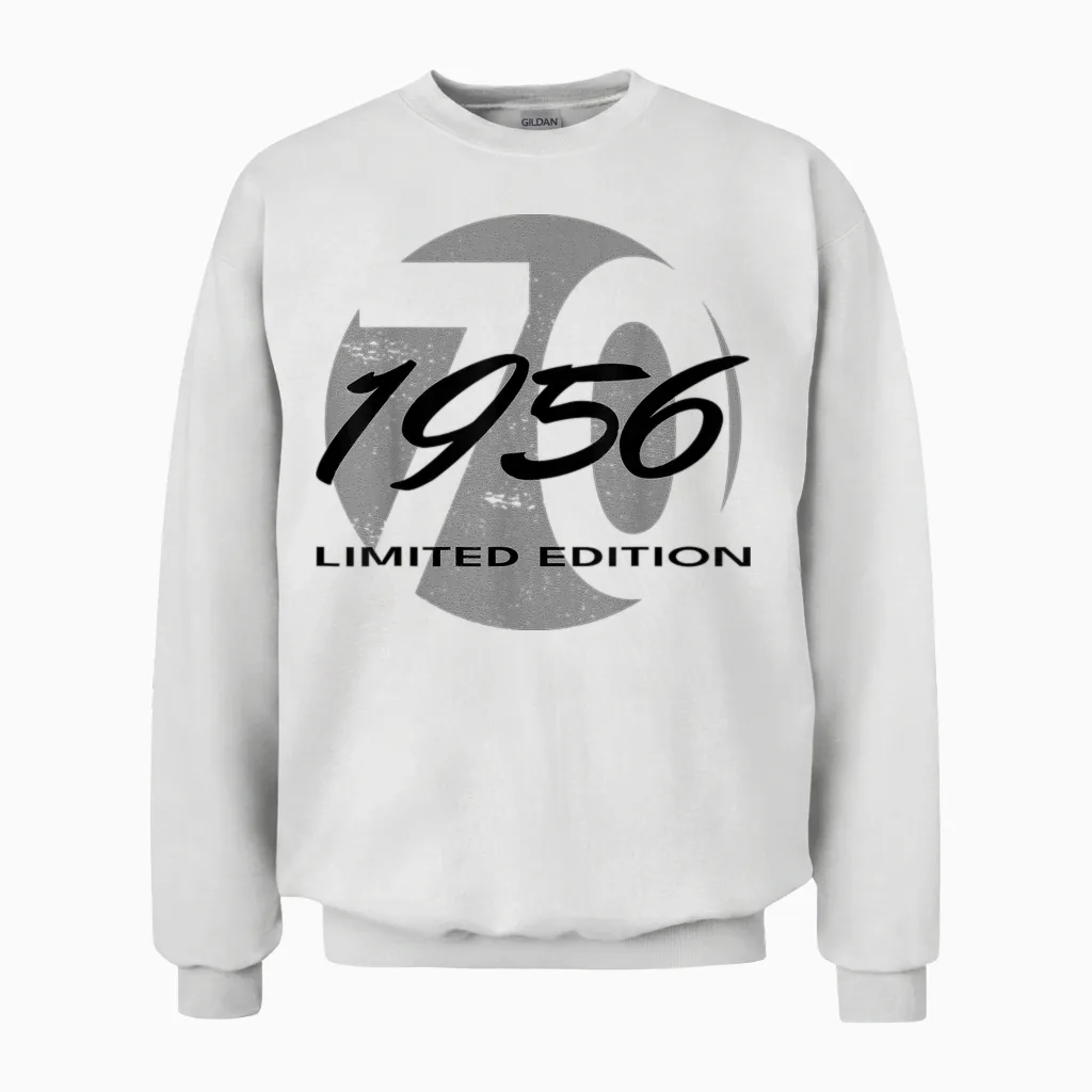 70th Birthday Man Woman 70 Years 1956 Funny Gift Unisex Sweatshirt in White