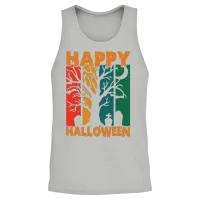 Retro Sunset Happy Halloween Unisex Tank Top - Ash – 2