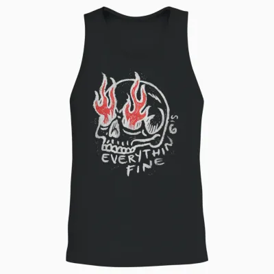 Backprint Streetwear Mode Vintage Damen Herren Schädel Skull Unisex Tank Top - Black