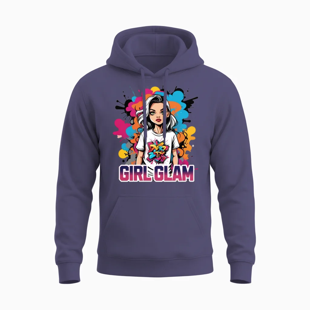 'girl Glam' Graffiti Girl Gd Unisex Hoodie in Heather Sport Dark Navy