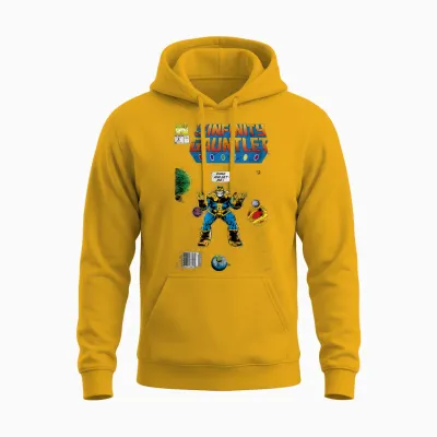 Marvel Thanos Infinity Gauntlet Comic Book T-Shirt, Black, S Unisex Hoodie - Gold