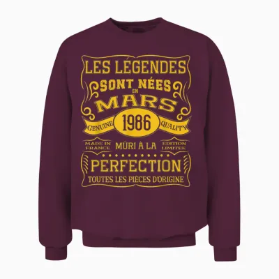 40 Ans Anniversaire Homme Femme Mars 1986 Déco Drôle Cadeau Unisex Sweatshirt - Maroon