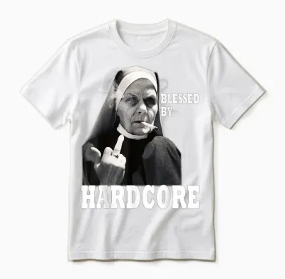 Techno Nun Hardcore Gabber T-Shirt, Black, S Unisex T-Shirt - White
