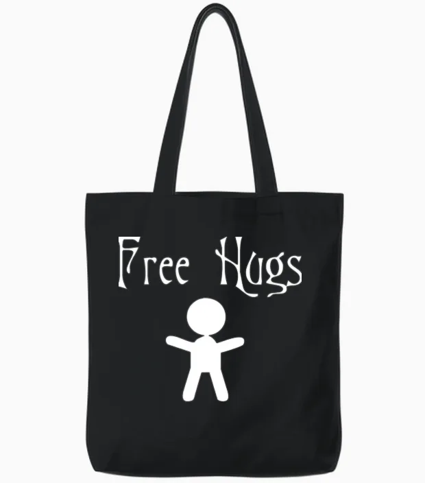 Free Hugs Funny Tote Bags in Black