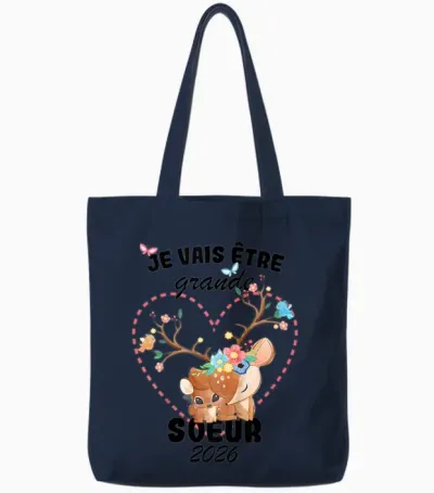 Child Pregnancy Announcement | Je Vais Etre Grande Soeur 2026 Tote Bags - Navy