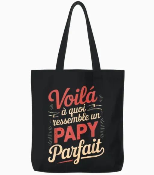 Grandpa Perfect Man Humour Big Father Gift Idea Grandpa Funny T-Shirt, Black, S Tote Bags - Black