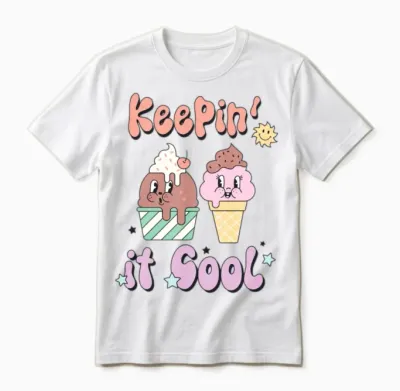 Keepin in Cool, Summer, Retro, Unisex T-Shirt - White