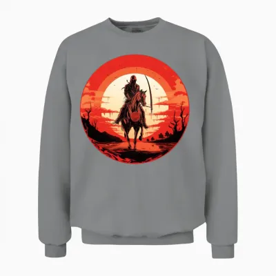 Skeleton Horse Human Skeleton Horse Riding Sword Unisex Sweatshirt - Sport Grey