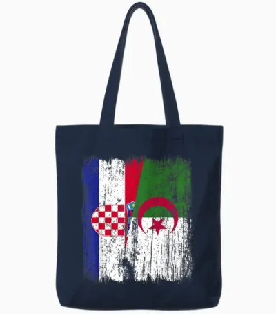Croatie Algérie Demi Drapeau Croate Patrimoine Algérien Tote Bags - Navy