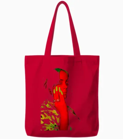 Official Billie Eilish Red Photo Neon Black Tote Bags - Red