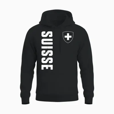 Schweiz Flagge Schweizerkreuz Fan Switzerland Patriotisches Unisex Hoodie - Black