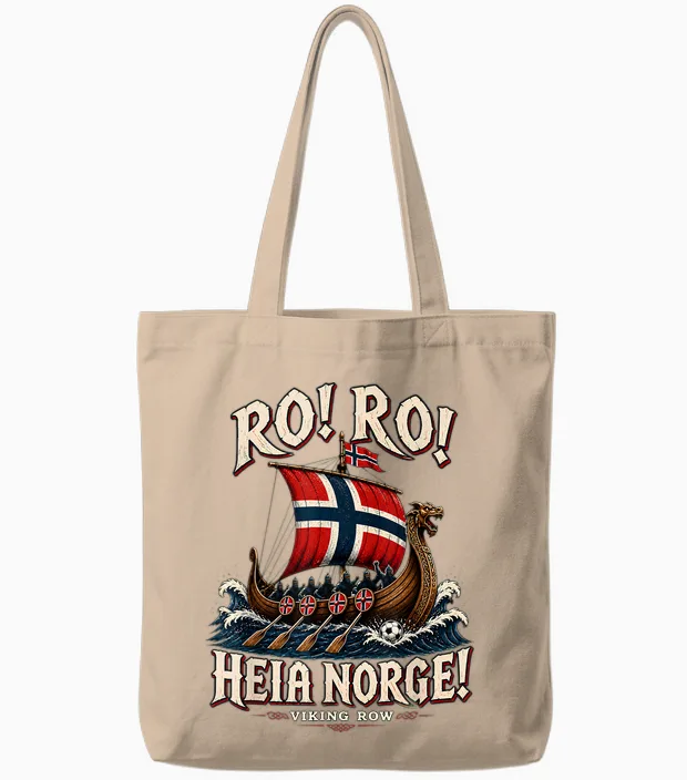 Ro Ro Heia Norge Viking Row Norwegian Soccer Fan Tote Bags in Natural