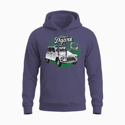 Citroën Dyane Car and Logo T-Shirt, Grey, S Unisex Hoodie - Heather Sport Dark Navy