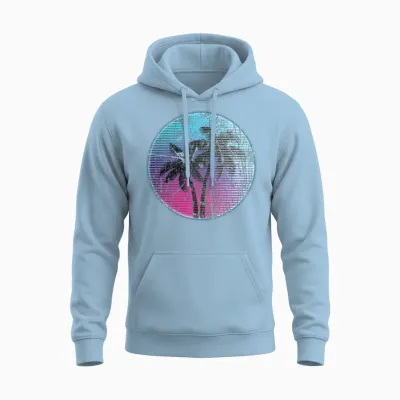 Synthwave Retro 80s Unisex Hoodie - Light Blue