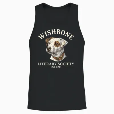 Wishbone Literary Society Est 1995 Dog Reader Vintage Unisex Tank Top - Black