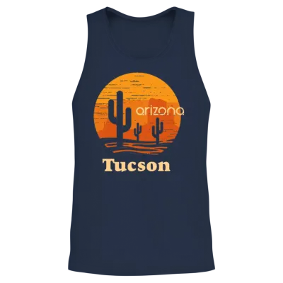 Tucson Arizona Retro Cactus Unisex Tank Top - Navy