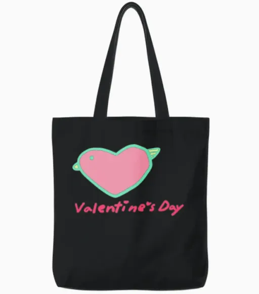 Bird Valentine Lovers Gift Tote Bags in Black