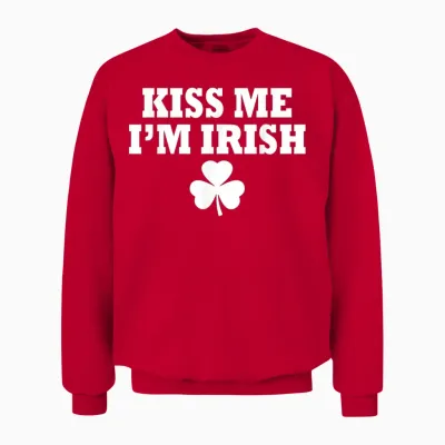 Kiss Me I'm Irish T-Shirt, Green, S Unisex Sweatshirt - Red