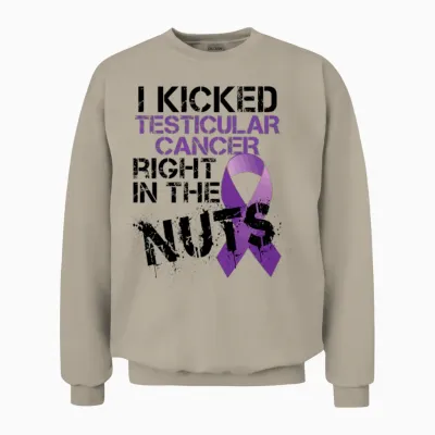 Testicular Cancer Awareness Survivor Kicked in The Unisex Sweatshirt - Sand