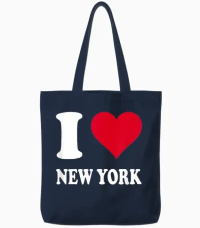 Red Heart I Love New York T-Shirt, Black, S Tote Bags - Navy