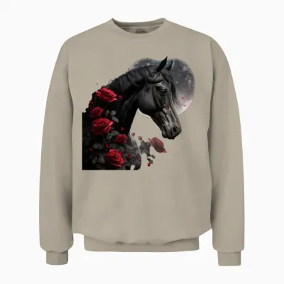 Black Horse Unisex Sweatshirt - Sand