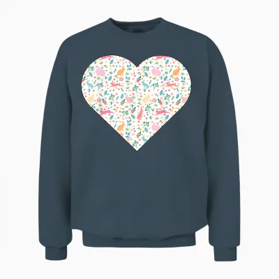 Cœur Rempli De Lapins Et De Verdure De Couleur Pastel Unisex Sweatshirt - Dark Heather