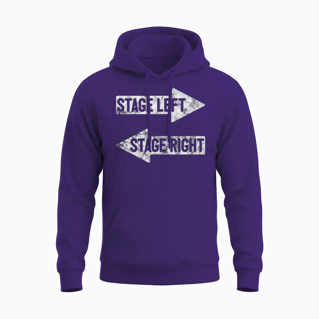 Stage Left Stage Right Funny Theater Drama Play Unisex Hoodie in Purple