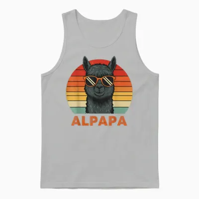 Funny Alpaca Dad Design Father's Day Unisex Tank Top - Ash