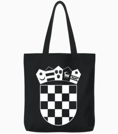 Croatia Coat of Arms Croatia Flag White Chessboard T-Shirt, Black Tote Bags - Black