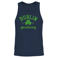 Dublin Ireland Est 988 Clover Leaf Shamrock S 1531 Unisex Tank Top - Navy – 2