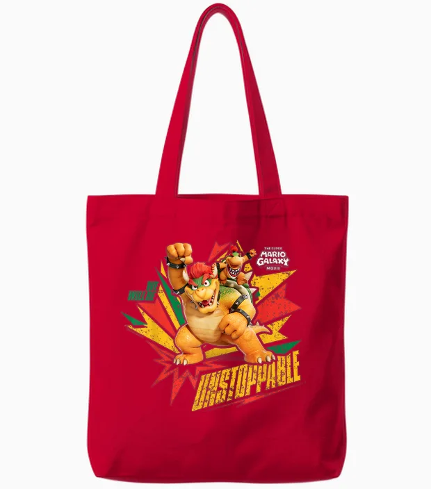 The Super Mario Galaxy Movie Bowser Unstoppable Tote Bags in Red