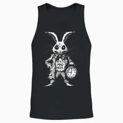 The White Rabbit in Wonderland Scary Horror Unisex Tank Top - Black